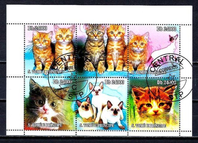 Saint Thomas et Prince 2010 (chat60) série complète de 5 timbres oblitérés