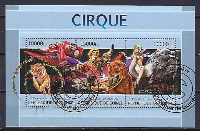 Guinée 2013 (CIRQ6) Cirque série complète de 4 timbres oblitérés en feuillet