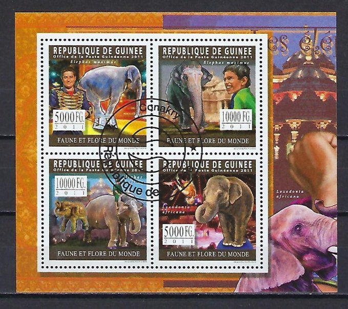 Guinée 2011 (CIRQ7) Cirque série complète de 4 timbres oblitérés en feuillet