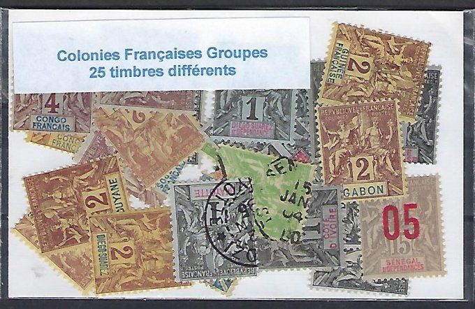 Collections de timbres des Colonies Françaises avant indépendance type Groupes