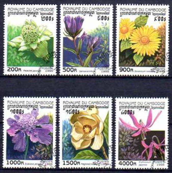 Cambodge 1998 (FL28) série complète de 6 timbres oblitérés