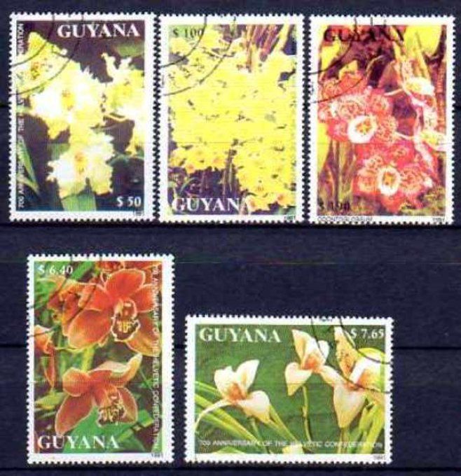 Guyane - Guyana 1991 (FL36) série complète de 5 timbres oblitérés