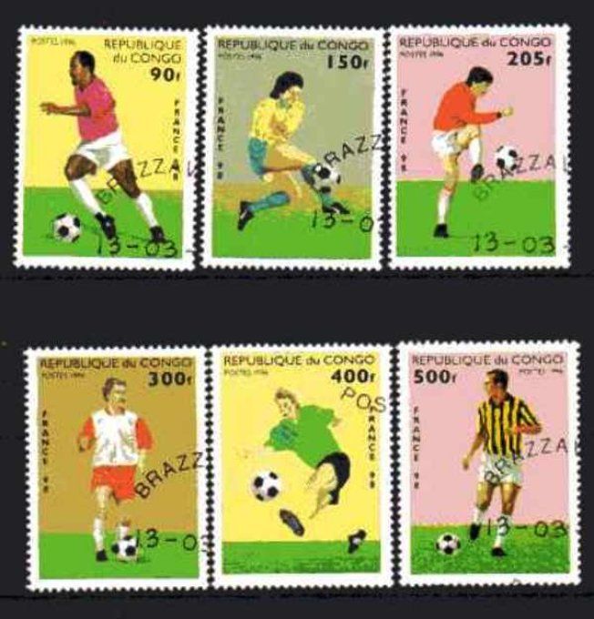 Congo 1996 (Foot11) série complète de 6 timbres oblitérés