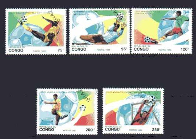 Congo 1993 (Foot12) série complète de 5 timbres oblitérés