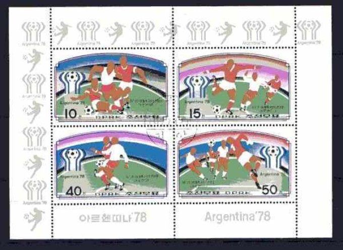 Corée du Nord 1978 (Foot13) série complète de 4 timbres oblitérés en feuillet