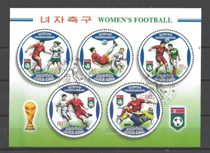 Corée du Nord 2007 (Foot15) série complète de 5 timbres oblitérés en feuillet