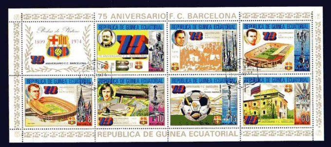 Guinée Equatoriale 1974 (Foot85) série complète de 7 timbres oblitérés en feuillet