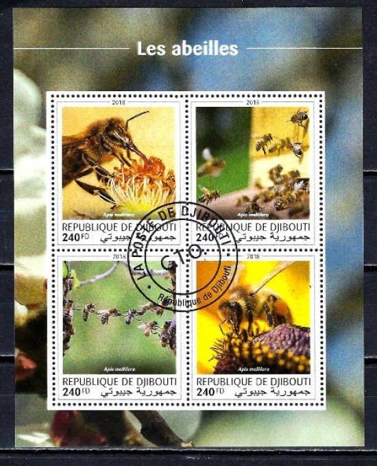 Djibouti 2018 (ins43) série complète de 4 timbres oblitérés en feuillet