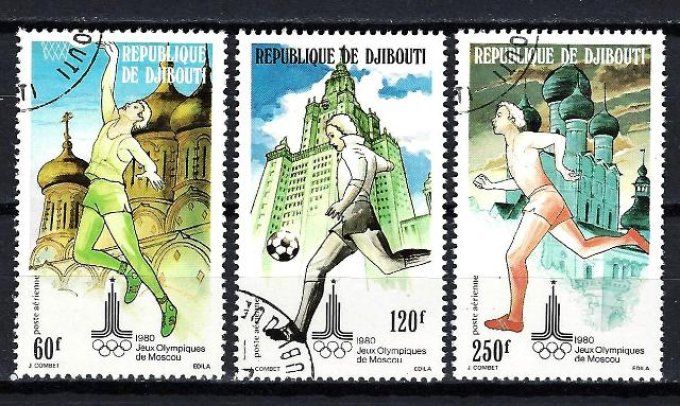 Djibouti 1980 (JOete31) série complète de 3 timbres oblitérés