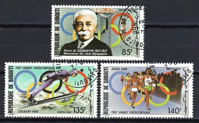 Djibouti 1987 (JOete32) série complète de 3 timbres oblitérés