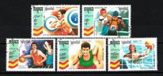 Cambodge 1992 (JOete6) série complète de 5 timbres oblitérés