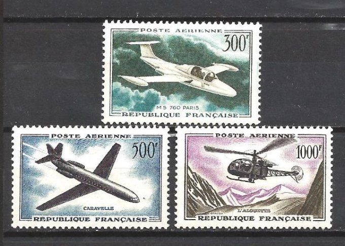 France 1957-1959 - Yvert poste aérienne n° 35 à 37 neuf ** luxe MNH