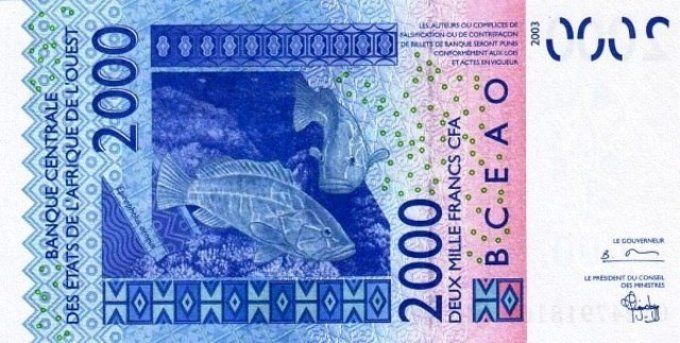 Billet du Burkina Faso 2000 francs année 2003 pick 316a UNC